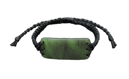 NZ Greenstone Long Bracelet 25mm with Macrame Strap - Adjustable-bracelet-Westland Greenstone