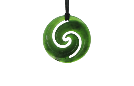 NZJ Closed Double Koru 35-pendant-Westland Greenstone