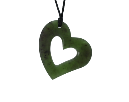 NZ Greenstone Siloette Heart 35mm-freeform-Westland Greenstone