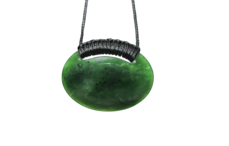 NZ Greenstone Oval Drop 40mm - Wrapped-freeform-Westland Greenstone