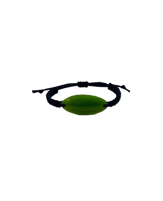 NZ Greenstone Oval Bracelet 20mm with Macrame Strap - Adjustable