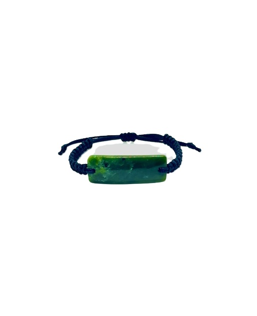 NZ Greenstone Long Bracelet 15mm with Macrame Strap - Adjustable