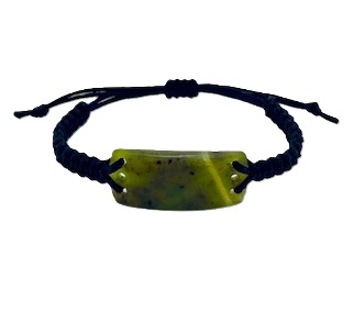 NZ Greenstone Long Bracelet 25mm with Macrame Strap - Adjustable-bracelet-Westland Greenstone