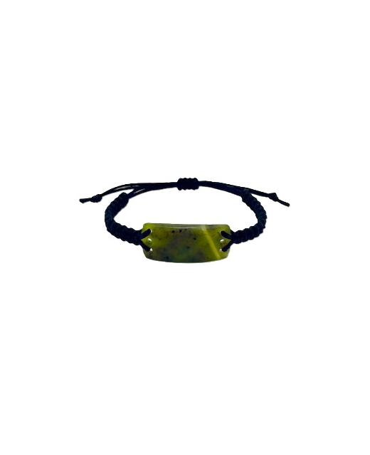 NZ Greenstone Long Bracelet 25mm with Macrame Strap - Adjustable