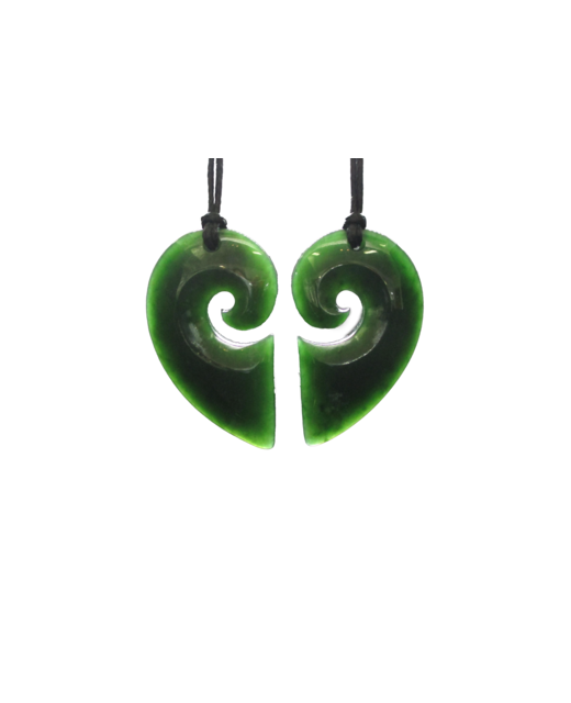 NZ Greenstone Koru x2 Heart 45mm