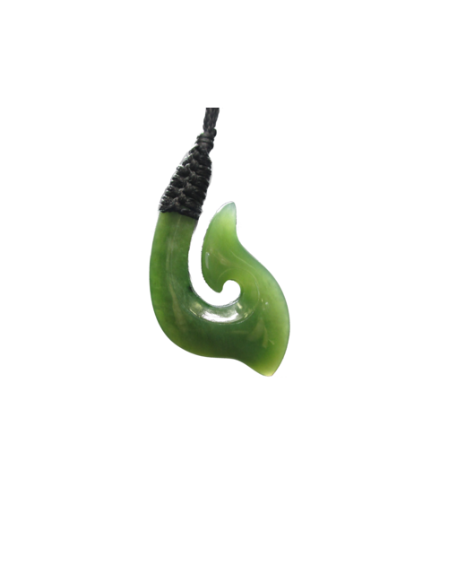 NZ Greenstone Fish Hook 40mm - Wrapped