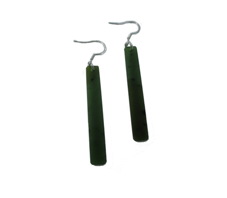 NZ Greenstone Drop Earrings Medium 45mm-earring-Westland Greenstone