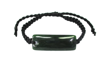 NZ Greenstone Long Bracelet 15mm with Macrame Strap - Adjustable-bracelet-Westland Greenstone
