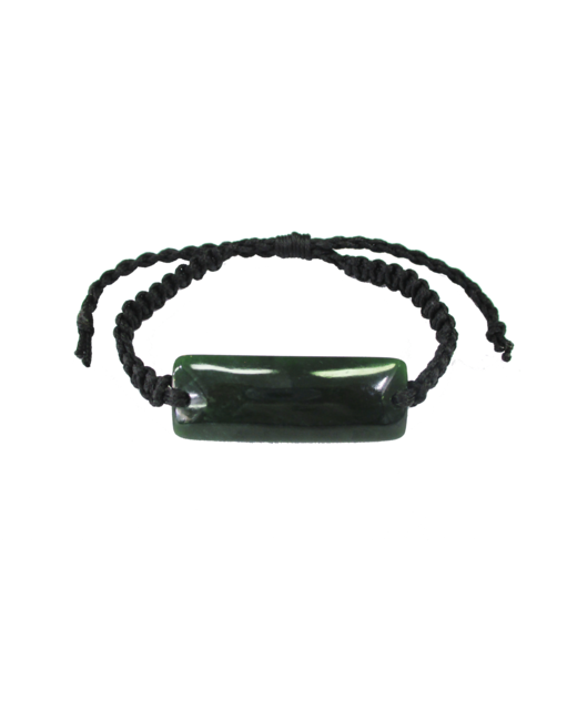 NZ Greenstone Long Bracelet 15mm with Macrame Strap - Adjustable