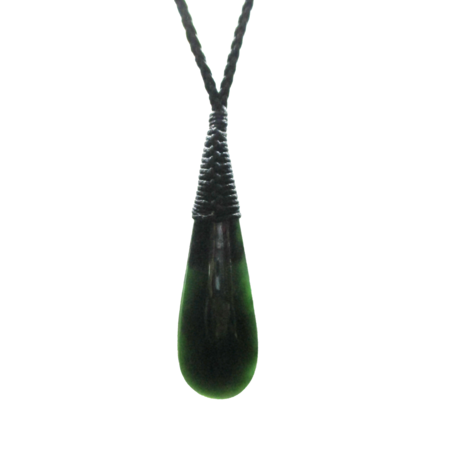 NZ Greenstone Drop 50mm - Wrapped-freeform-Westland Greenstone